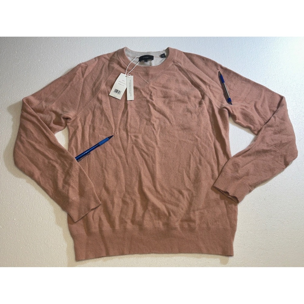 Vince Mens Cashmere Crewneck Sweater Dusty Rose Pink M90116259A NWT Size M